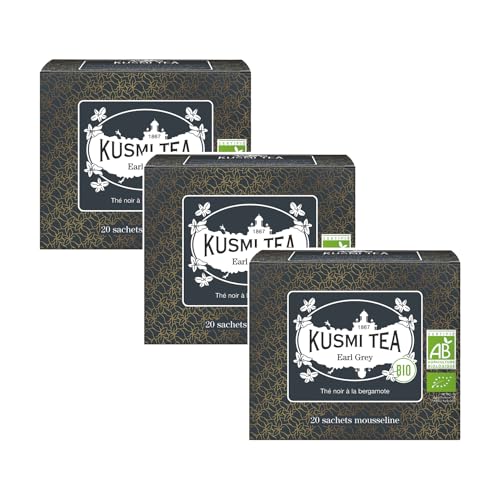 Kusmi Tea® | Earl Grey Tee Bergamotte | BIO-Schwarztee-Bergamotte-Geschmack | Mischung aus ausgewählten Schwarztees mit Bergamottengeschmack – 3 x 20 Filter (3 x 40 g) von KUSMI TEA