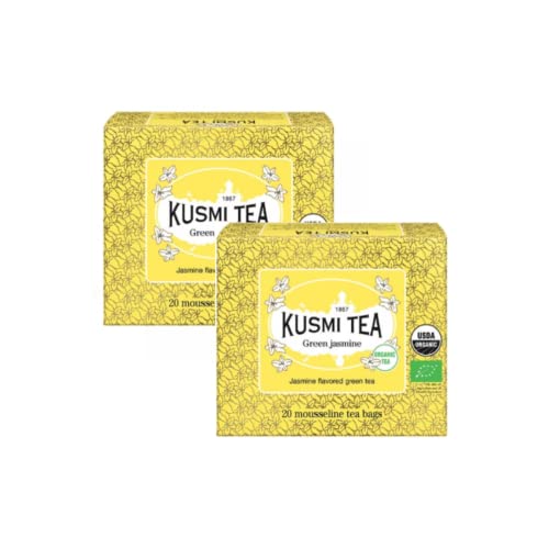 Kusmi Tea® | Jasmingrüner Tee | Bio-Grüntee mit Jasminduft – 2 x 20 Filter (2 x 40 g) | Chun Me Bio-Grüntee und Jasmin von KUSMI TEA