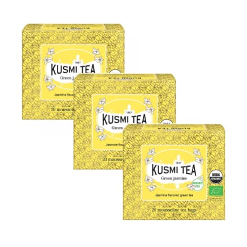 Kusmi Tea® | Jasmingrüner Tee | Bio-Grüntee mit Jasminduft – 3 x 20 Filter (3 x 40 g) | Chun Me Bio-Grüntee und Jasmin von KUSMI TEA