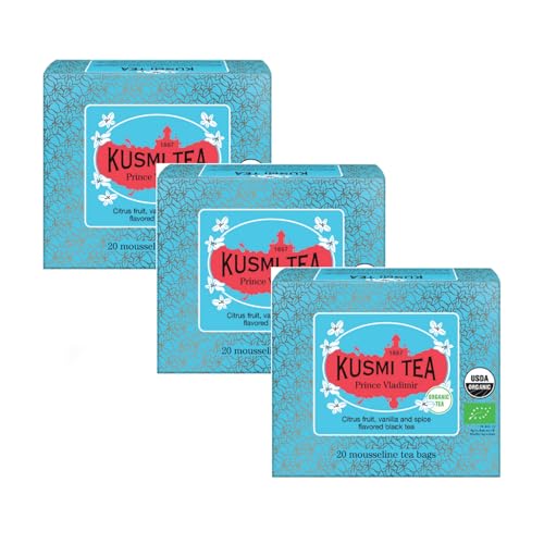 Kusmi Tea® | Schwarzer Tee Zitrusfrüchte, Vanille, Gewürze | Schwarzer Tee Prinz Wladimir | Schwarzer Tee Zimt, Vanille, Nelken, Zitrusfrüchte – 3 x 20 Filter von KUSMI TEA