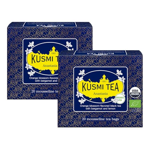 Kusmi Tea - 2er Pack - Anastasia - Bio Schwarzer Tee Aromatisiert mit Bergamotte, Zitrone und Orangenblüten - Inspiriert vom ikonischen Earl Grey - 2x20 Teebeutel von KUSMI TEA