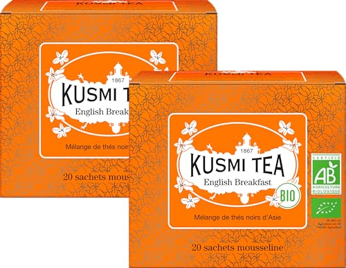 Kusmi Tea - 2er Pack - English Breakfast - Bio Mischung aus Asiatischen Bio-Schwarztees - Ceylon und Assam - Koffeinhaltiger Tee - 2x20 Teebeutel von KUSMI TEA