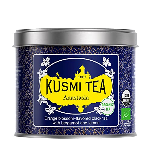 Kusmi Tea - Anastasia - Bio Schwarzer Tee Aromatisiert mit Bergamotte, Zitrone und Orangenblüten - Inspiriert vom ikonischen Earl Grey - Loser Tee - 100 g Metalldose - Menge für etwa 50 Tassen von KUSMI TEA