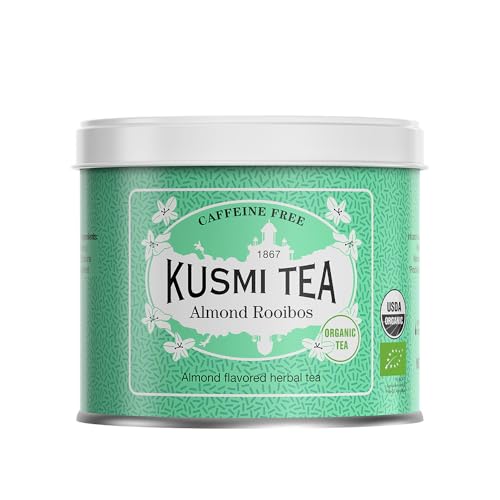 Kusmi Tea - Rooibos Mandel - Loser Rotbusch Bio Tee mit natürlichem Mandelaroma - Cremiger Rooibos Tee Aufguss - Koffeinfreier Kräutertee - Loser Tee - 100 g Metalldose - Menge für etwa 50 Tassen von KUSMI TEA