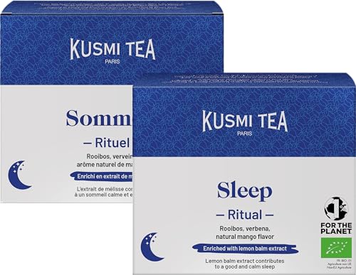 Kusmi Tea - Bio-Schlafritual - Mango Entspannender Bio-Kräutertee - Kräutertee zum Einschlafen - Rooibos, Melisse und Eisenkraut - 2 Schachteln mit 18 Teebeuteln von KUSMI TEA