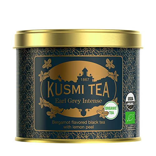 Kusmi Tea - Earl Grey Intense - Bio Earl Grey Schwarzer Tee mit Kräftiger Bergamotte und Würziger Zitrone - Loser Tee - 100 g Metalldose - Menge für etwa 50 Tassen von KUSMI TEA