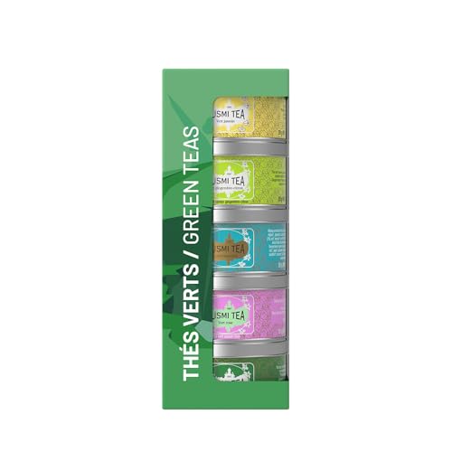 Kusmi Tea - Geschenkset Les Verts - Grüner Jasmin, Grüner Ingwer-Zitrone, Label Impérial, Grüne Rose, Grüne Minze - Teedosen aus Metall 5x25g von KUSMI TEA