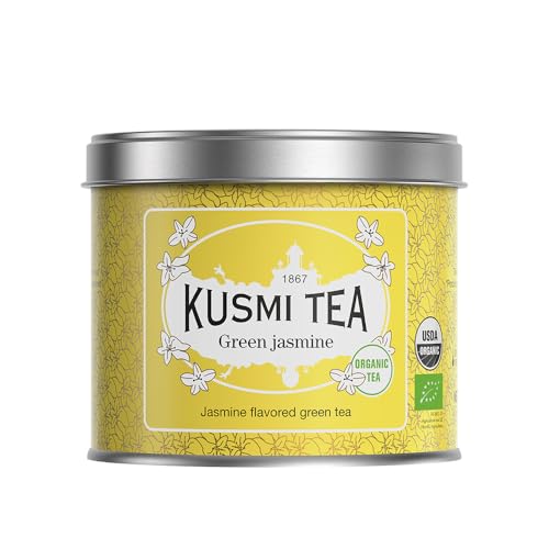 Kusmi Tea - Grüntee Jasmin - Bio-Grünteemischung mit Jasmin - Heiß oder als Eistee genießen - Loser Tee - 90 g Metalldose - Menge für etwa 50 Tassen von KUSMI TEA