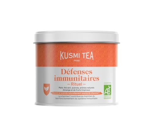 Kusmi Tea - Immunabwehr Ritual - Bio Grüner Tee, Mate Bio mit Vitamin C angereichert - Acerola, Natürliche Aromen von Orange und Tropischen Früchten - Loser Tee - 100 g Metalldose für etwa 50 Tassen von KUSMI TEA