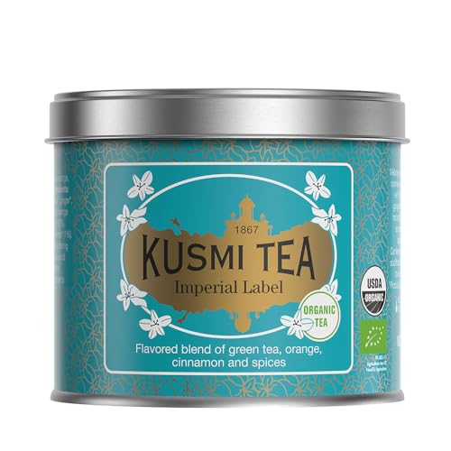 Kusmi Tea - Imperial Label - Grüner Tee Bio - Mischung aus grünem Tee Chun Mee, Zimt, Kardamom, Orangenschalen und Süßholz - 100 g Metalldose für etwa 50 Tassen von KUSMI TEA