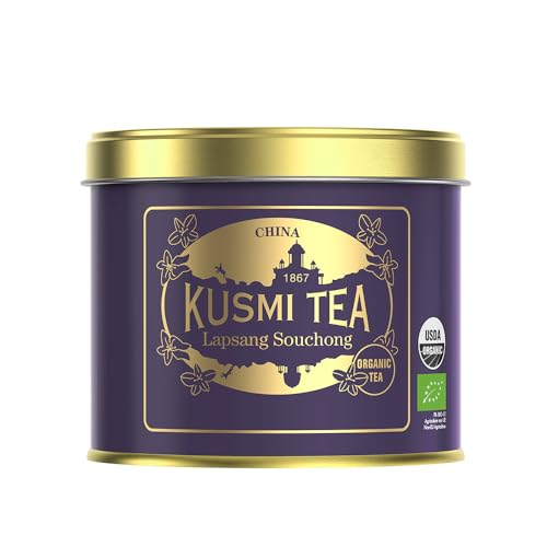 Kusmi Tea - Lapsang Souchong Bio - Geräucherter Bio-Schwarztee aus China - Holzige und aschige Noten - 100% Natur - Aromatisierter Schwarztee - Loser Tee - 100 g Metalldose - Menge für etwa 50 Tassen von KUSMI TEA