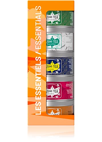 Kusmi Tea - Geschenkset The Essentials Bio für Frauen und Männer - Grüner Tee, Schwarzer Tee, Weißer Tee, Hibiskustee - Loser Tee - 5 Dosen zu 25g - Idee Geburtstagsgeschenk von KUSMI TEA