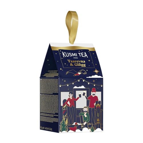 Kusmi Tea – Mini-Geschenkbox – 2 Miniaturen Tsarevna und Glögg bio - 45 g – Geschenkidee für Männer und Frauen – Band zum Aufhängen am Baum von KUSMI TEA