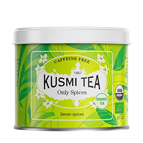 Kusmi Tea Only Spices Bio - Teemischung aus 100% Bio Gewürzen Zimt, Anis, Ingwer, Lakritz, Fenchel - Koffeinfreier Loser Tee - Gewürztee - 100 g Metall Teedose von KUSMI TEA