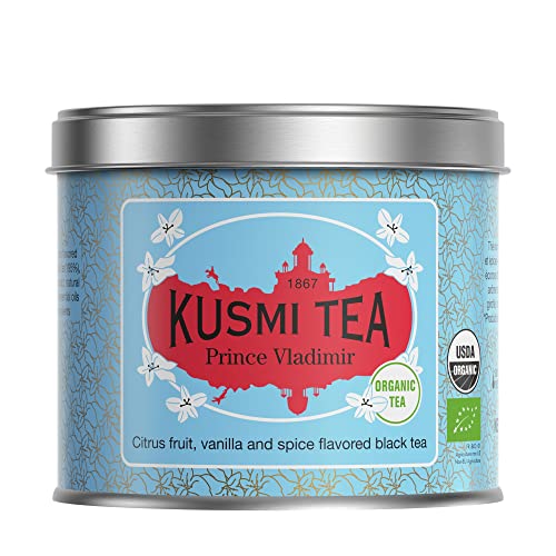 Kusmi Tea – Prinz Wladimir BIO – Bio Schwarzer Tee, aromatisiert - Zitrusfrüchte, Vanille und Gewürze - 100 g Metall Teedose (etwa 40 Tassen) von KUSMI TEA