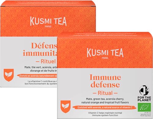 Kusmi Tea - Ritual Immunabwehr - Grüner Tee, Mate Bio mit Vitamin C angereichert - Acerola, natürliche Aromen von Orange und tropischen Früchten - 2 Schachteln mit 18 Teebeuteln von KUSMI TEA
