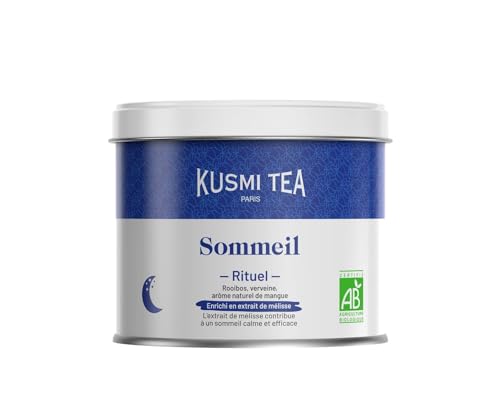Kusmi Tea - Rituel Sommeil Bio - Bio Entspannungstee mit Mango - Kräutertee zum Schlafen - Rooibos, Melisse und Eisenkraut - 100g Großpackung Tee von KUSMI TEA