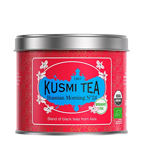 Kusmi Tea - Russian Morning N°24 - Bio-Schwarzer Tee - Mischung aus Asiatischen Schwarztees - Grand Yunnan, Ceylon & Assam - Loser Tee - 100 g Metalldose - Menge für etwa 50 Tassen von KUSMI TEA