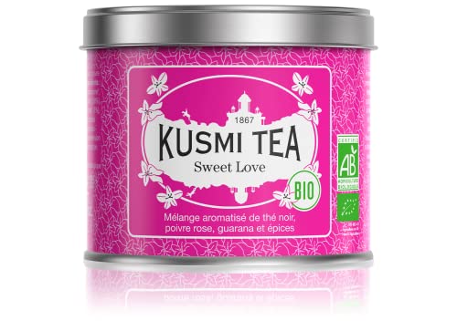 Kusmi Tea - Sweet Love Bio - Aromatisierte Mischung aus Schwarzem Tee, Rosa Pfeffer, Guarana & Gewürzen - 100g Teebüchse aus Metall von KUSMI TEA