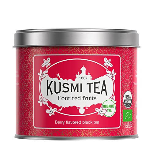 Kusmi Tea – Vier rote Früchte BIO – Bio Schwarzer Tee mit Geschmack von roten Früchten - 100 g Metall Teedose (etwa 40 Tassen) von KUSMI TEA