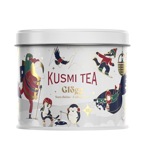 Kusmi Tea - Würziger Weihnachtsaufguss Glögg bio – Aromen von Hibiskus, schwarzer Johannisbeere und Traube – Noten von Zimt und Kardamom – Metall-Teebox 125 g (Frosty Christmas) von KUSMI TEA