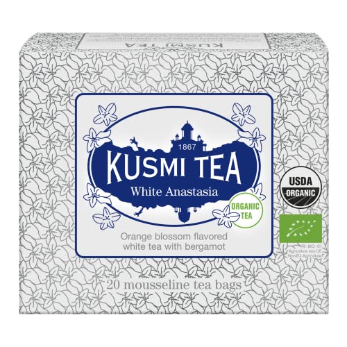 Kusmi Tee - Tee White Anastasia Bio - Weißer Tee mit Bergamotte, Orangenblüten und Zitronengeschmack - 20 Musselin Teebeutel von KUSMI TEA