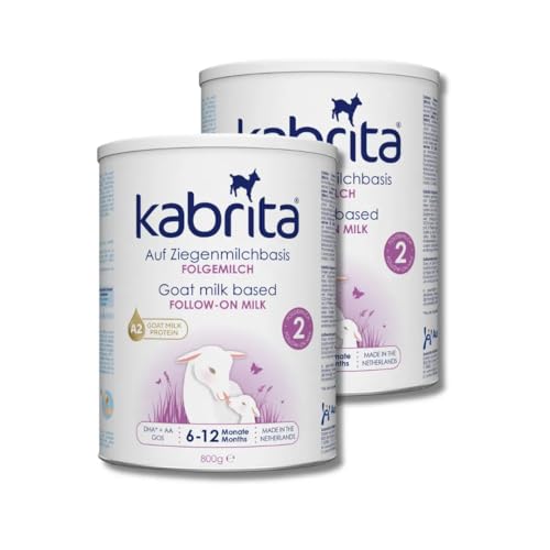 KABRITA | Ziegenmilch Folgemilch 6-12 Monate | Hochwertige Babynahrung - Baby Milch, nahrhaft* und sanft zum Babybauch | Inhalt: 2x800g Babynahrung-Milchpulver von Kabrita