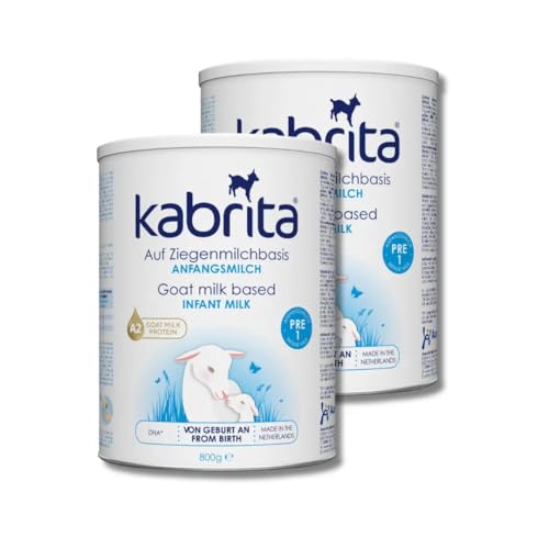 KABRITA | Ziegenmilch Pre Nahrung Anfangsmilch 0-6 Monate | Hochwertige Babynahrung - Baby Milch, nahrhaft und sanft zum Babybauch | Inhalt: 2x800g Babynahrung-Milchpulver von Kabrita