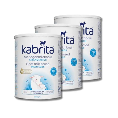 KABRITA | Ziegenmilch Pre Nahrung Anfangsmilch 0-6 Monate | Hochwertige Babynahrung - Baby Milch, nahrhaft und sanft zum Babybauch | Inhalt: 3x800g Babynahrung-Milchpulver von Kabrita