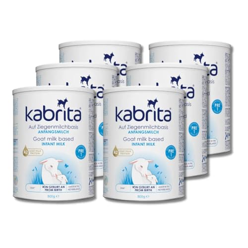 KABRITA | Ziegenmilch Pre Nahrung Anfangsmilch 0-6 Monate | Hochwertige Babynahrung - Baby Milch, nahrhaft und sanft zum Babybauch | Inhalt: 6x800g Babynahrung-Milchpulver von Kabrita