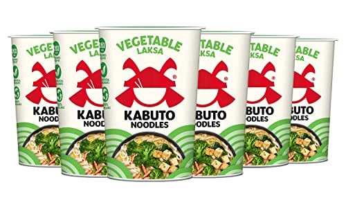 Kabuto Noodles Gemüse-Laksa-Instant-Nudeln, 6er-Pack (6 x 65 g), vegetarische, glutenfreie Instant-Töpfe von Kabuto Noodles