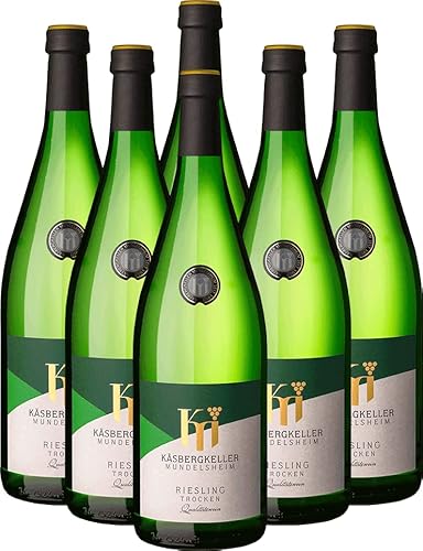 LAUFFENER WEINGÄRTNER - 2021 Mundelsheimer Riesling Trocken | Ein mineralischer und ausgewogener Weißwein aus Deutschland mit milder Säure. | Inhalt: 6 x 1,0 l und 11,5% vol. von Käsbergkeller Mundelsheim