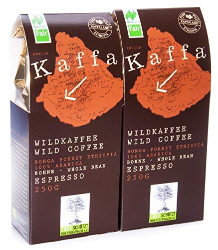 Bio Kaffa Wildkaffee, Espresso Roast, ganze Bohne (2 x 250 gr) von Kaffa