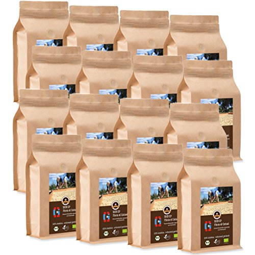 Kaffee Globetrotter - Bio Guatemala SHB EP Finca El Catuai - 16 x 1000 g Fein Gemahlen - für Kaffee-Vollautomat, Kaffeemühle - Röstkaffee aus biologischem Anbau | Gastropack Sparpack von Kaffee Globetrotter