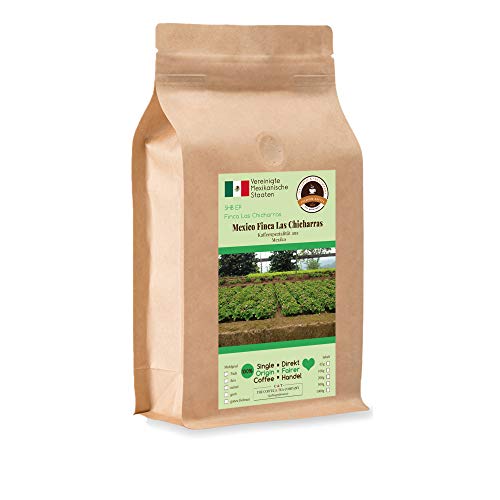 Kaffee Globetrotter - Kaffee Mit Herz - Mexico Finca Las Chicharras - 1000 g Fein Gemahlen - für Espressokocher, Espressomaschine - Spitzenkaffee Fair Gehandelt Unterstützt Soziale Projekte von Kaffee Globetrotter