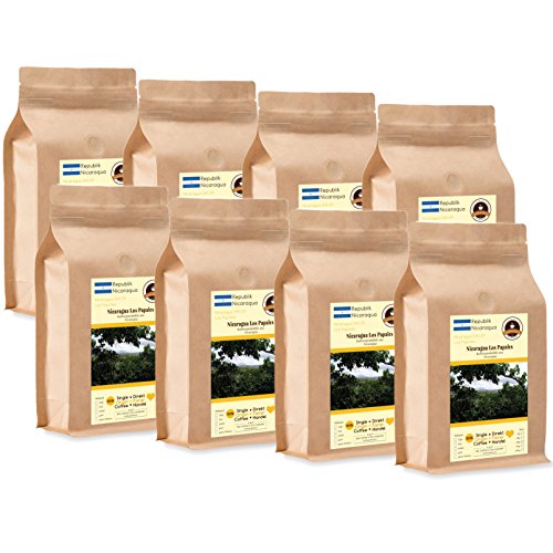 Kaffee Globetrotter - Kaffee Mit Herz - Nicaragua Los Papales - 8 x 1000 g Sehr Fein Gemahlen - für Kaffee-Vollautomat, Kaffeemühle - Röstkaffee Fair Gehandelt | Gastropack Sparpack von Kaffee Globetrotter