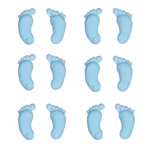 Backdekorationen Babyfüße in blau 12 Stück, Zuckerdekor zum Backen von Cupcakes & Muffins, ideal für Babyshowers & Gender Reveal Partys von Kaffeehaus Diamant