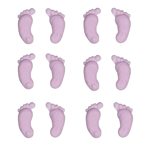 Backdekorationen Babyfüße in rosa 12 Stück, Zuckerdekor zum Backen von Cupcakes & Muffins, ideal für Babyshowers & Gender Reveal Partys von Kaffeehaus Diamant