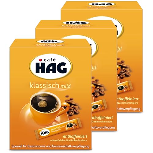 Kaffee Hag - 3er Set (je 25x1,8g Packung) - 75 Tassenportionen - Entkoffeinierter löslicher Kaffee von Kaffeehaus Diamant