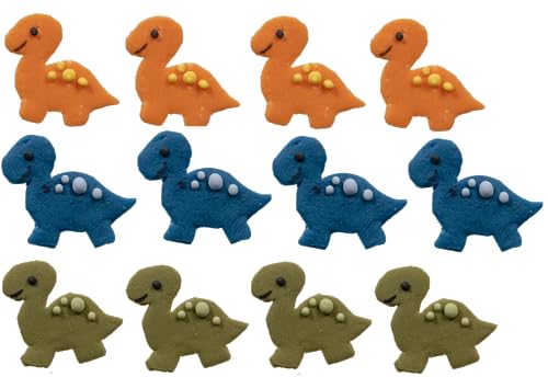 Kaffeehaus Diamant - kunterbunte Mini Dinos - Dinoworld mit 12 Dinos aus Fonadant - Dino Mix für kleine und große Dinofans - Zuckerdekor für Muffins, Torten, Kuchen - Tortendeko für Kindergeburtstage von Kaffeehaus Diamant