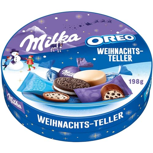 Milka & OREO Weihnachts-Teller 1 x 198g I Weihnachtsschokolade Mix Einzelpackung I Süßigkeiten zu Weihnachten aus 100% Alpenmilch Schokolade von Kaffeehaus Diamant