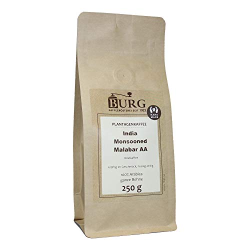 BURG India Monsooned Malabar AA Kaffee Gewicht 500 g, Mahlgrad mittel gemahlen von Kaffeerösterei Burg