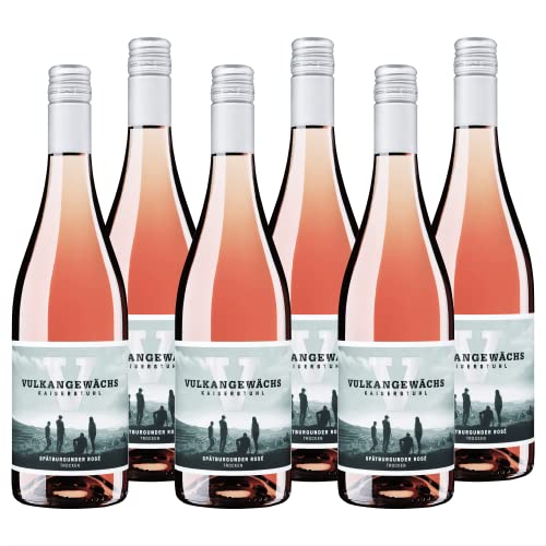 Vulkangewächs Kaiserstuhl Spätburgunder Rosé QbA trocken - Rosé-Wein trocken mit zarten Aromen, leicht und lebendig - Badischer Wein, Anbaugebiet Kaiserstuhl (6 x 0,75 l) von Oberrotweil