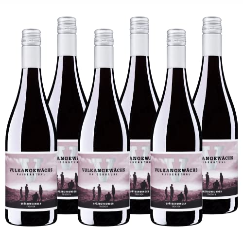 Vulkangewächs Kaiserstuhl Spätburgunder QbA trocken - Rotwein trocken, ausdrucksstark und kräftig im Geschmack - Badischer Wein, Anbaugebiet Kaiserstuhl (6 x 0,75 l) von Oberrotweil