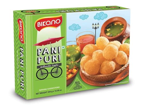 Bikano Pani Puri 300g - Fertige Golgappa mit Gewürzmischung Knusprige Puri-Schalen für indische Snacks | Perfekt für Partys, Streetfood, Zuhause Mit Kajal von Kajal