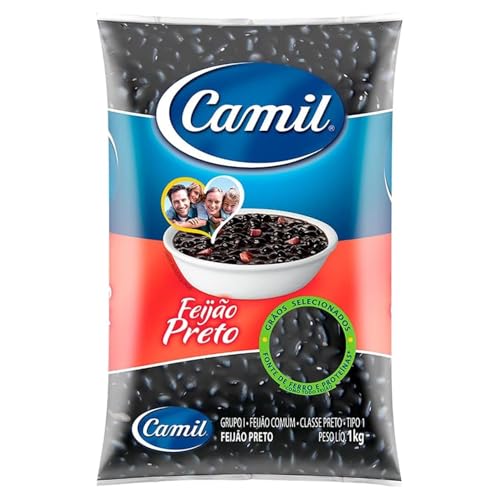 Camil Feijão Preto 1kg mit Kajal Sticker | Hochwertige Schwarze Bohnen aus Brasilien | Perfekt für traditionelle Gerichte wie Feijoada und Salate | Ballaststoffen, Vegan und Glutenfrei von Kajal