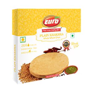 Euro 1 Packung Schmucklos Papadam Original Gujarati Snack - Vakuumverpackt, gesundes Hirsefladenbrot, Veggie, mit Weizenmehl, Palmöl, Salz - Knuspriger Genuss von Kajal