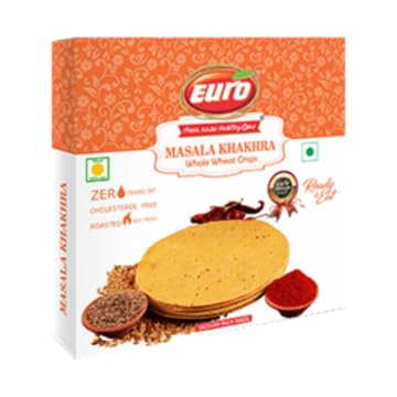 Euro Khakhra Masala Gewürz 1 Packung, vakuumverpackt, gesunder Gujarati Snack, Hirse, Veganer Knusper-Snack, ballaststoffreich, authentisch indisch, 82% Weizenmehl von Kajal