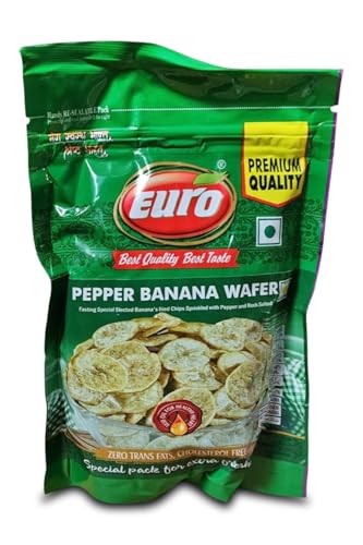 Euro Pepper Banana Chips 10 x 200g | Knusprige Bananenchips mit Pfeffer & Steinsalz | Vegetarisch | Glutenfrei | Snack | Gesunde Alternative | Hergestellt aus natürlichen Zutaten von Kajal