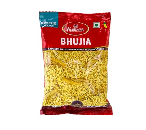 Haldirams Masala Bhujia 3 x 200g - Würzig-knuspriger indischer Snack, traditionelles Namkeen mit exotischen Gewürzen, perfekter Begleiter für Tee, Partys & Chaats Crispy mit Kajal von Kajal